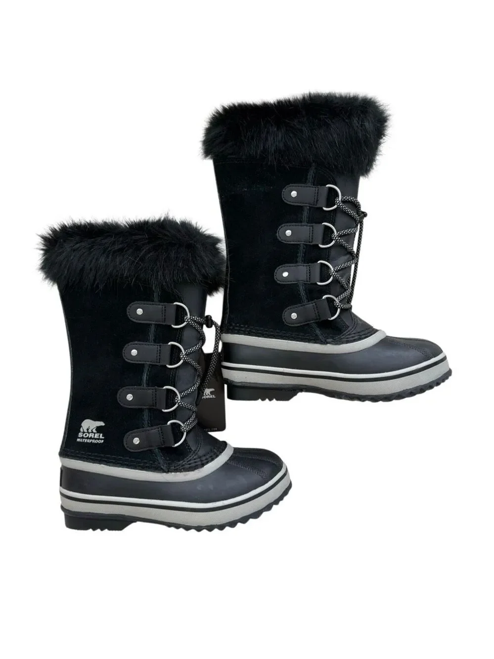 NWT Sorel Kids Black Joan of Arctic Suede Waterproof Winter Boots Size 1